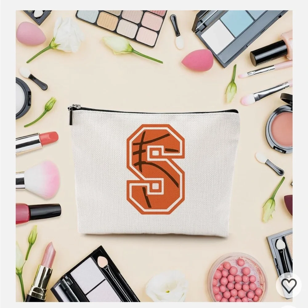 White and Orange Cosmetic Pouch